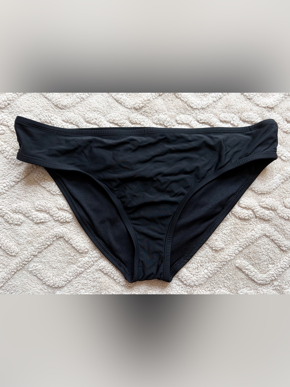 Women’s Solid Black Swimming Suit Bottoms - Mid Rise Bikini Bottoms, Size M